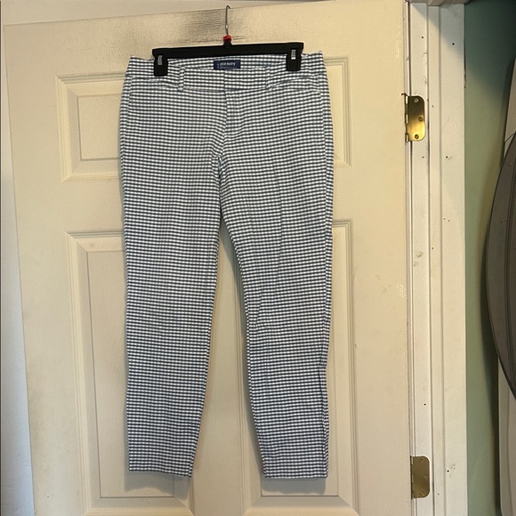 Old Navy Pants - Old Navy Blue and White Mid-Rise Pixie Gingham-Print Ankle Pants Size 6
